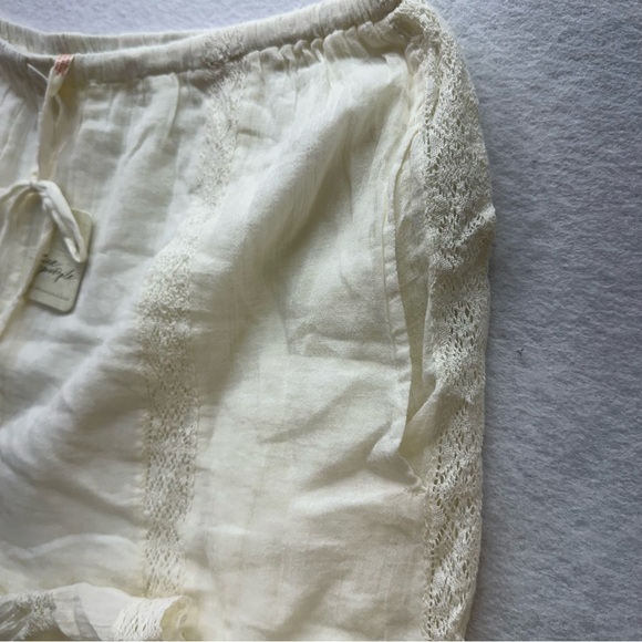 Free People Beach Shorts Embroidered Lace Drawstring Ivory Oversized Short Small - Picture 7 of 12